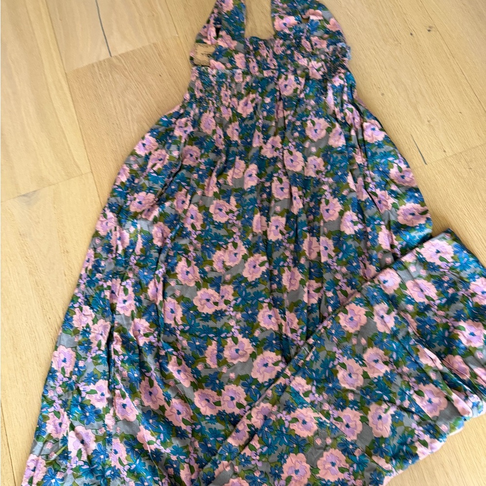NATURAL LIFE Pink, Teal & Green Floral Smocked Dress